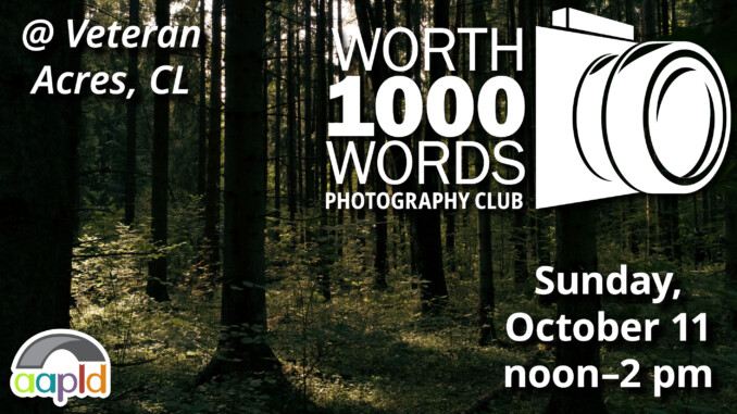 Worth 1,000 Words Photography Club, held on Sunday, October 11 from noon to 2 p.m. at Veterans Acres in Crystal Lake