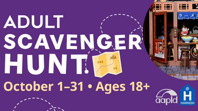 October Adult Scavenger Hunt at AAPLD for patrons aged 18 and above