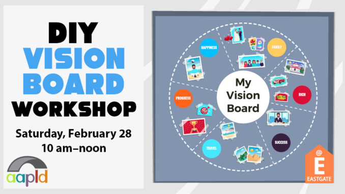 Don't miss a Vision Board Workshop at the Harnish Main Library on Saturday, February 28 from 10am to noon.
