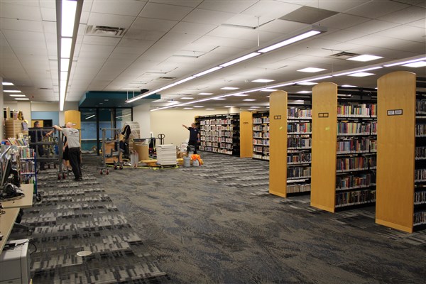 Moving shelves on the first floor